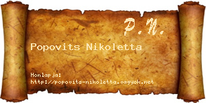 Popovits Nikoletta névjegykártya